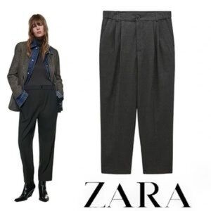 NWT ZARA | Dark Gray | PLAID CROPPED PANTS, sz M
